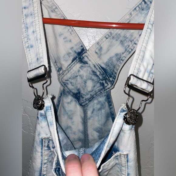 Bleached looking overalls. Coveralls. Bibs. Romper. White and blue. Rue 21 - Picture 5 of 11